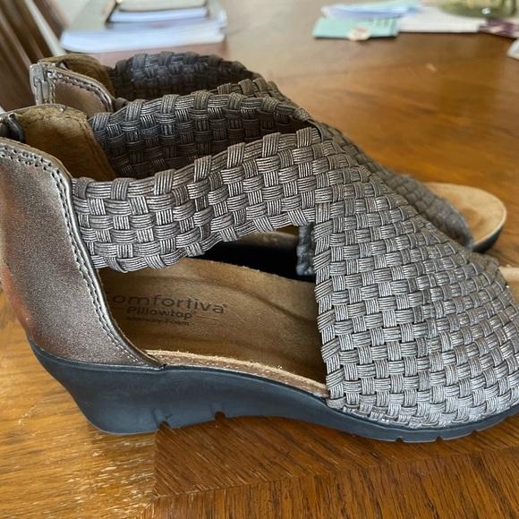 Comfortiva Shoes Comfortiva Alesha Pewter Colored Wedges With